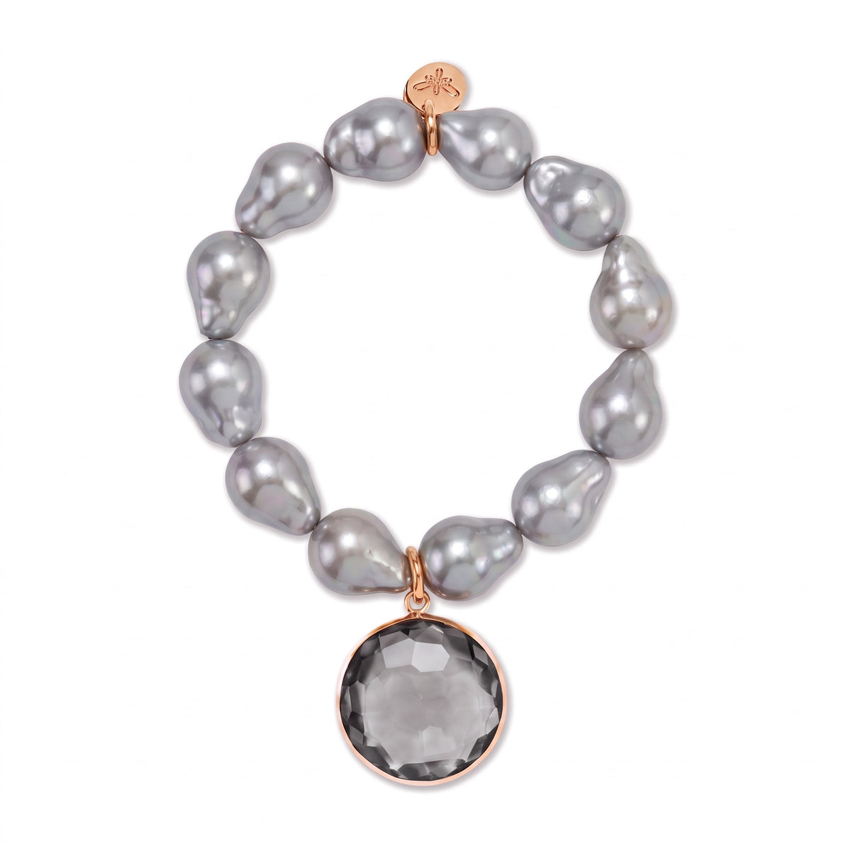 ANRI Bracelet roségold, grey, Grey Quarz