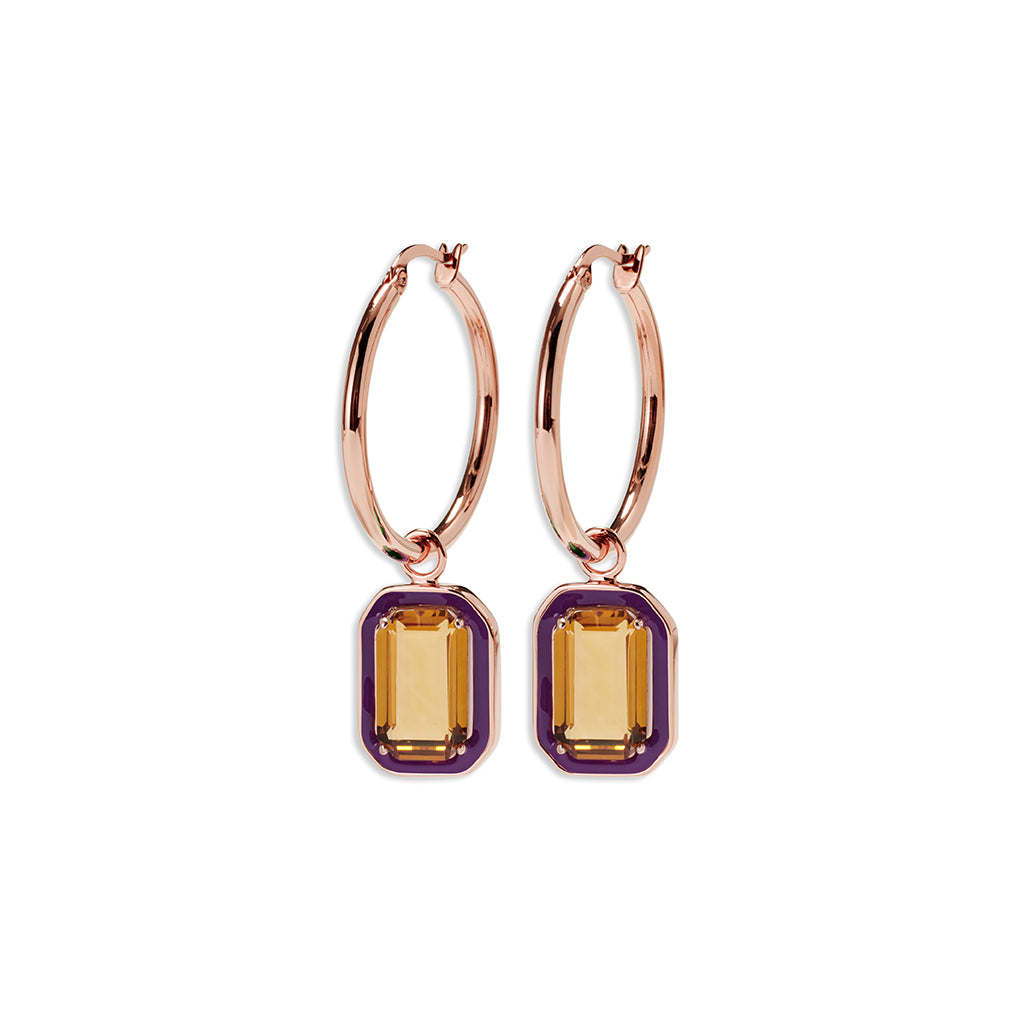 BELLE Earrings roségold, Cognac Quarz