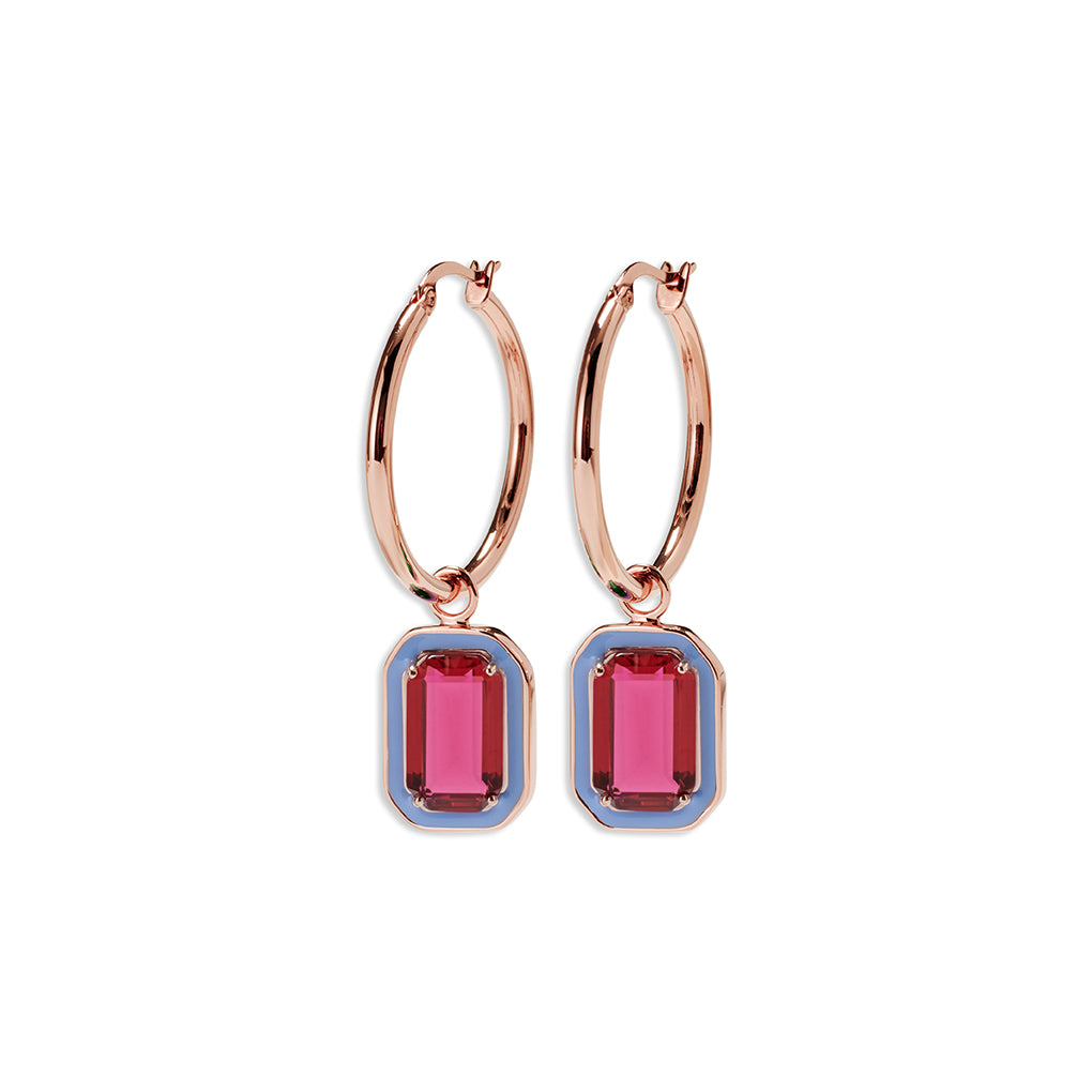 BELLE Earrings roségold, Pink Quarz