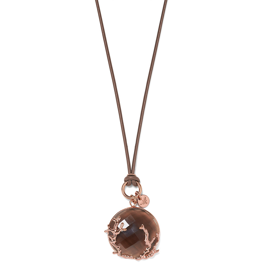 CORAL Necklace roségold, Rauchquarz