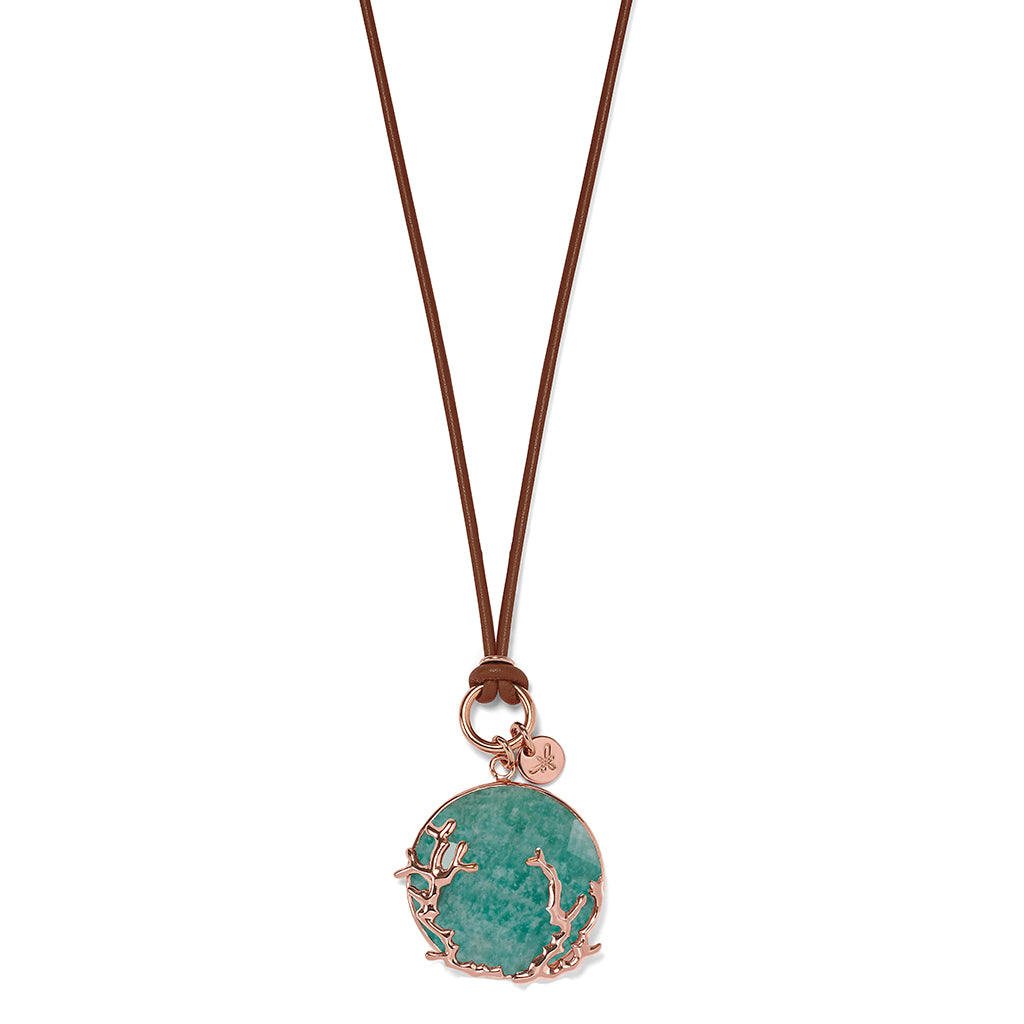CORAL Necklace roségold, Amazonit