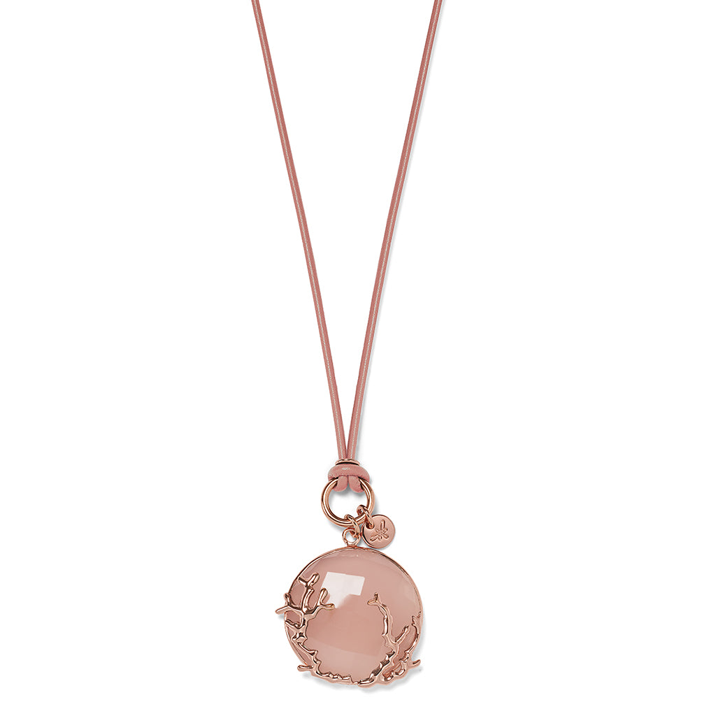 CORAL Necklace roségold, Rosenquarz
