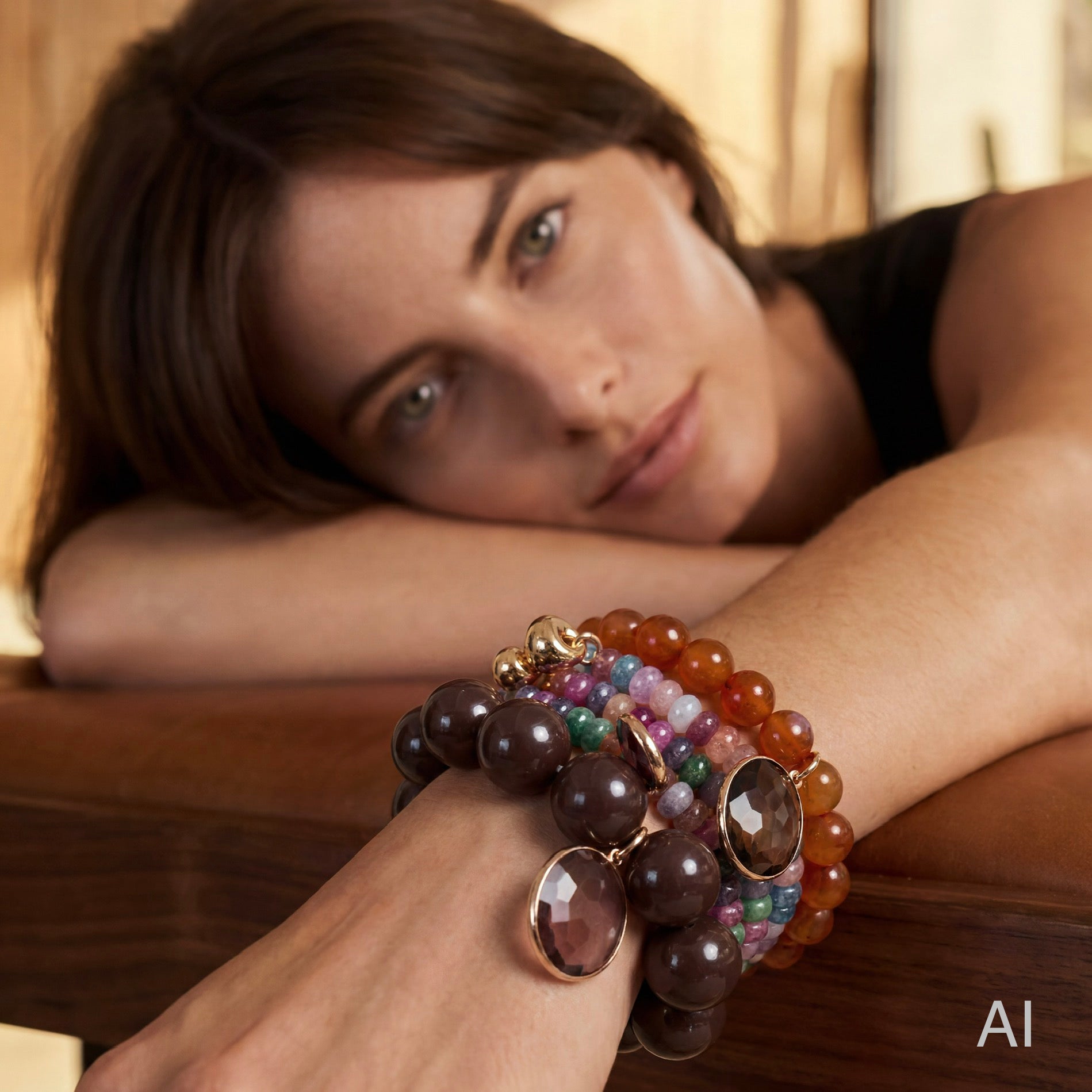 ENYA Bracelet roségold, Rauchquarz