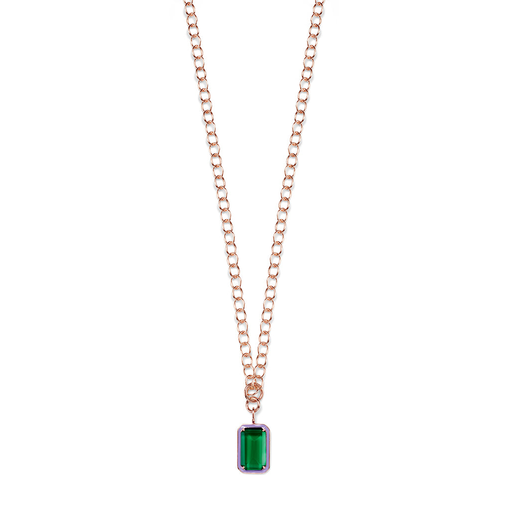 EMANDA Necklace roségold, Emerald Quarz & lilac