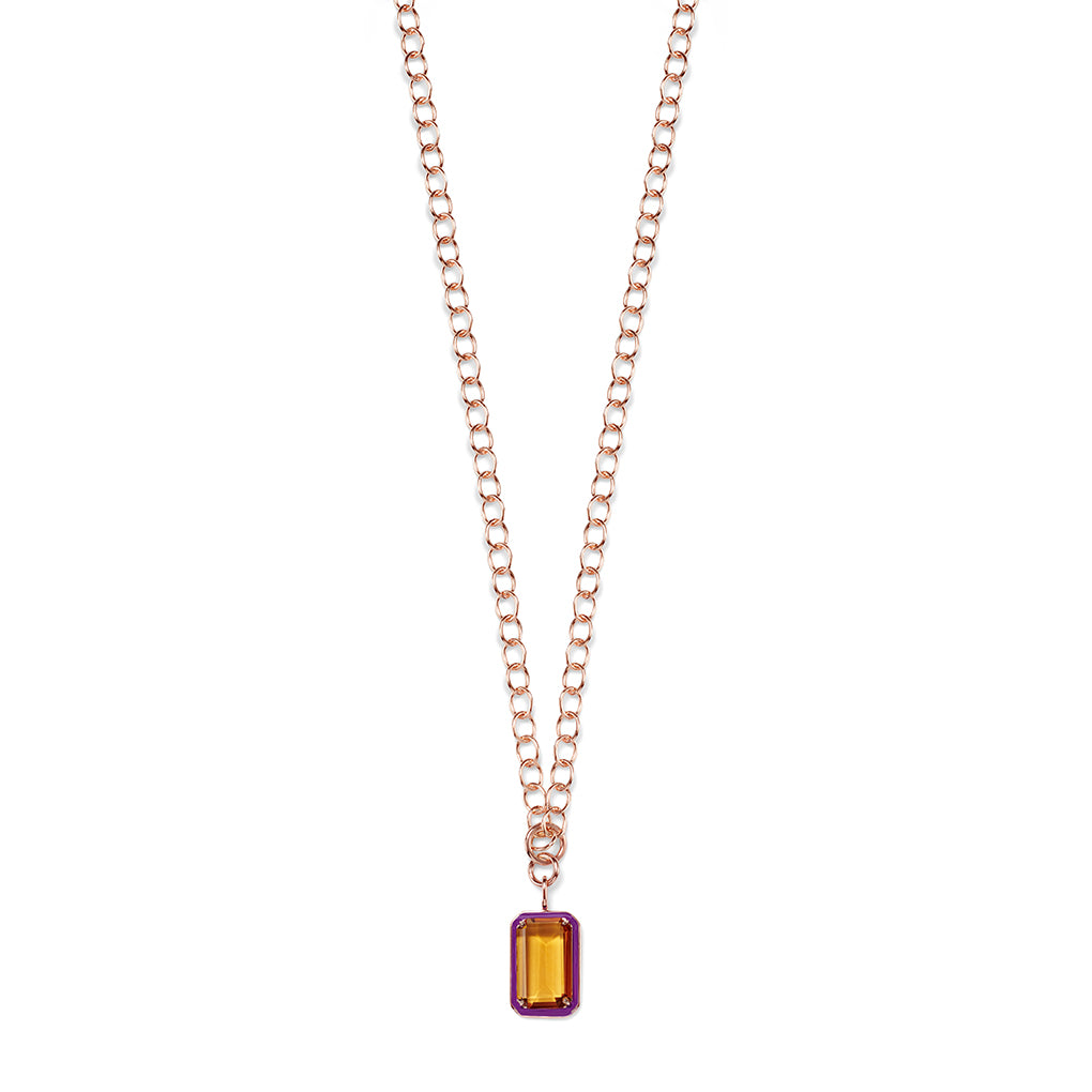 EMANDA Necklace roségold, Cognac Quarz & berry