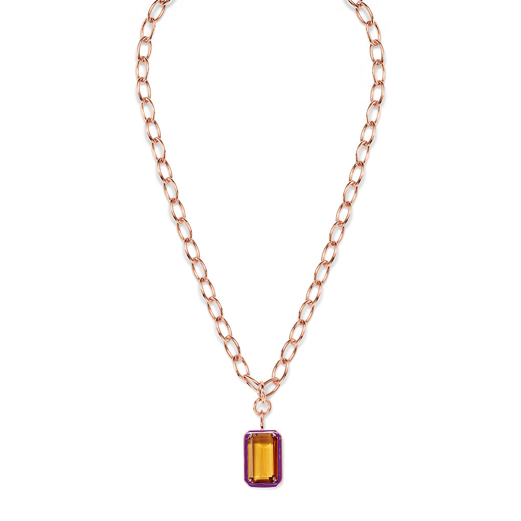 EMANDA Statement-Necklace roségold, Cognac Quarz & berry