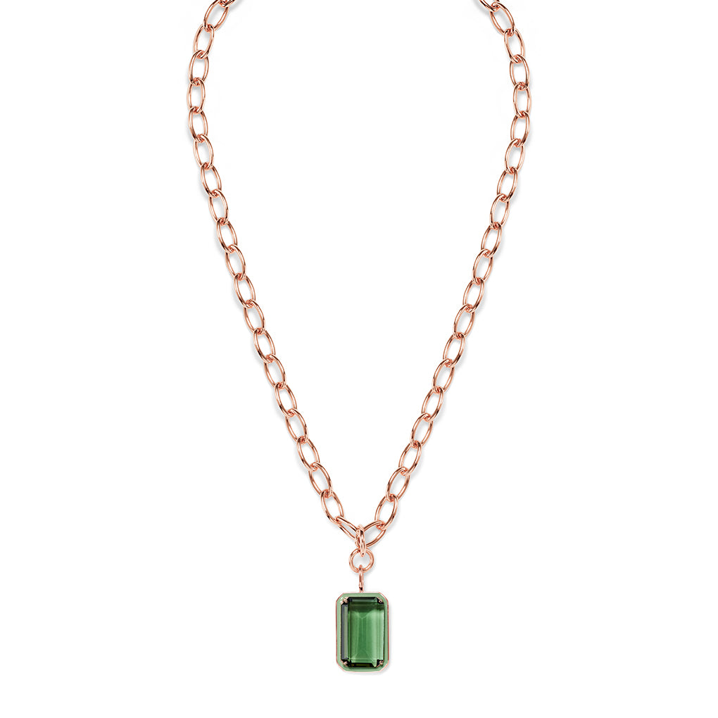 EMANDA Statement-Necklace roségold, Salbeiquarz & schilf