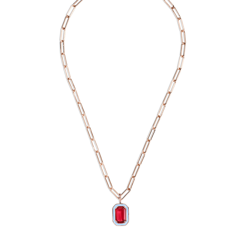 EMANDA small Necklace roségold, Pink Quarz