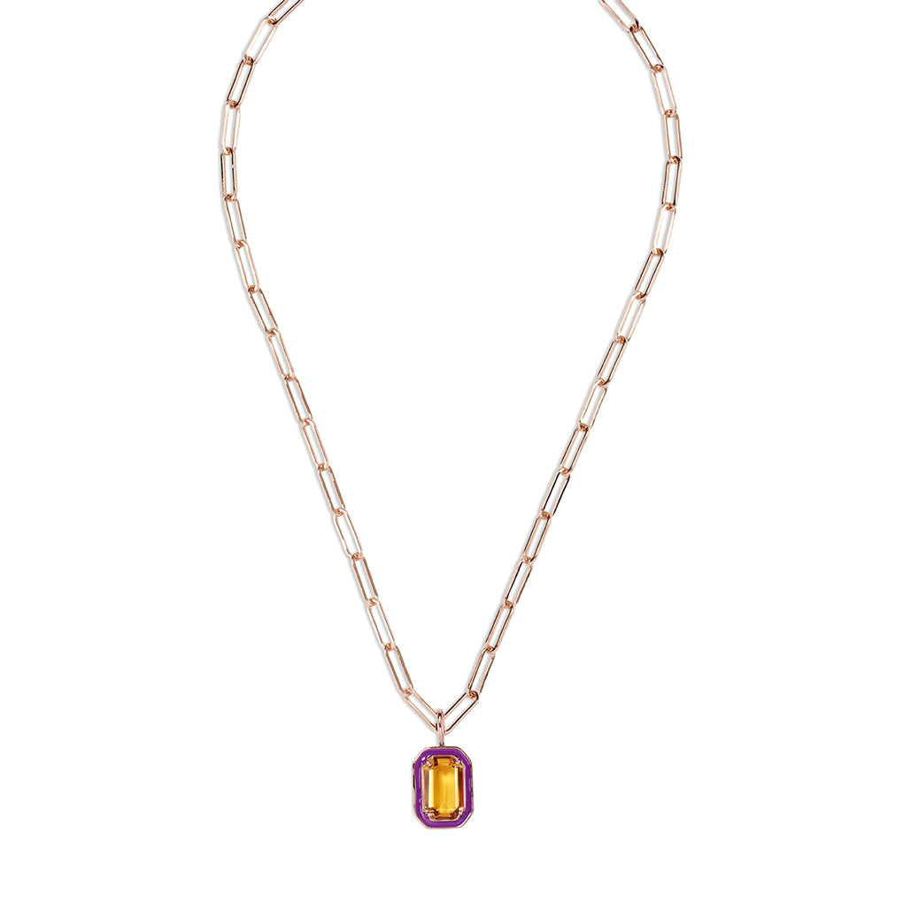 EMANDA small Necklace roségold, Cognac Quarz