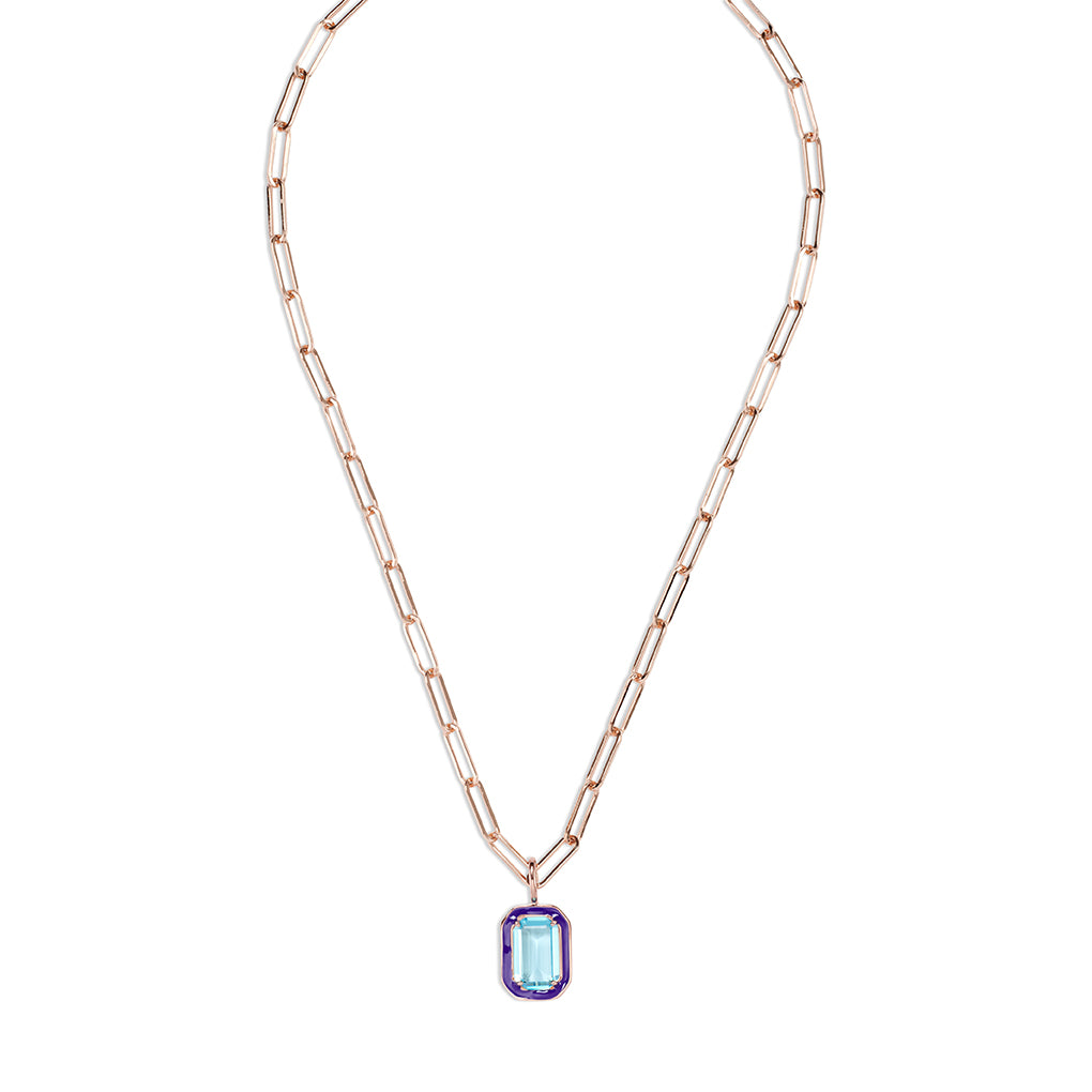 EMANDA small Necklace roségold, Aquamarin Quarz