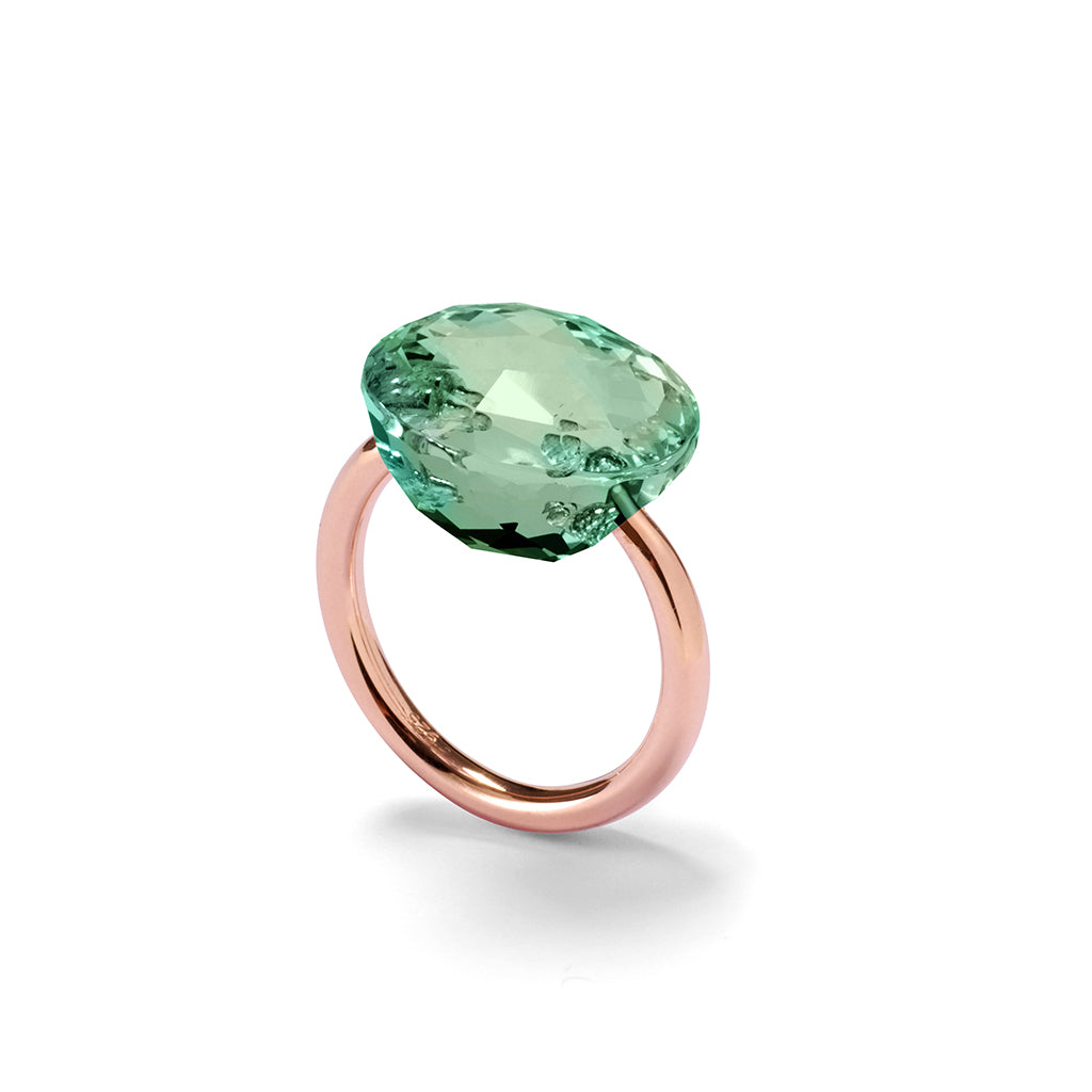Ring FLAME roségold, Prasiolith