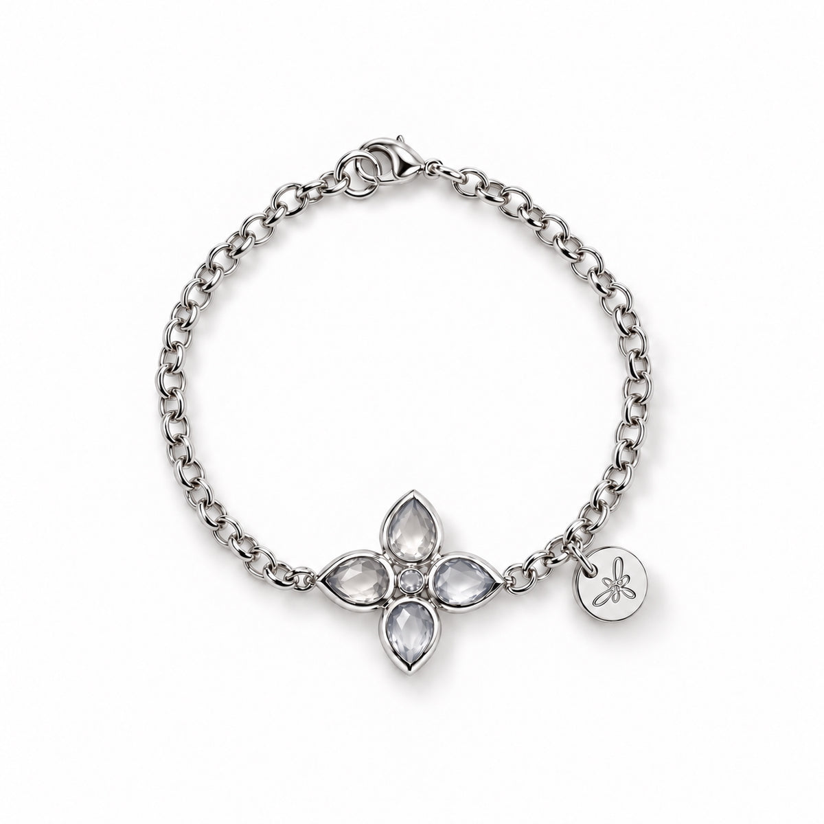 FLEUR Bracelet silber, Grey Quarz