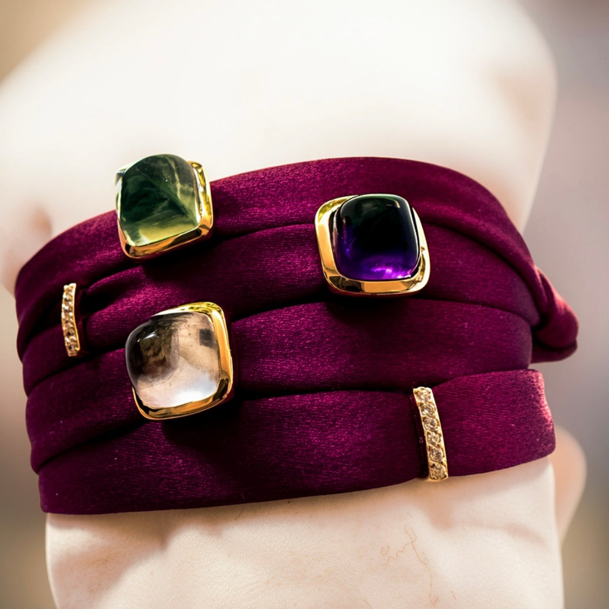 MAGIC SILK Bracelet roségold, fuchsia