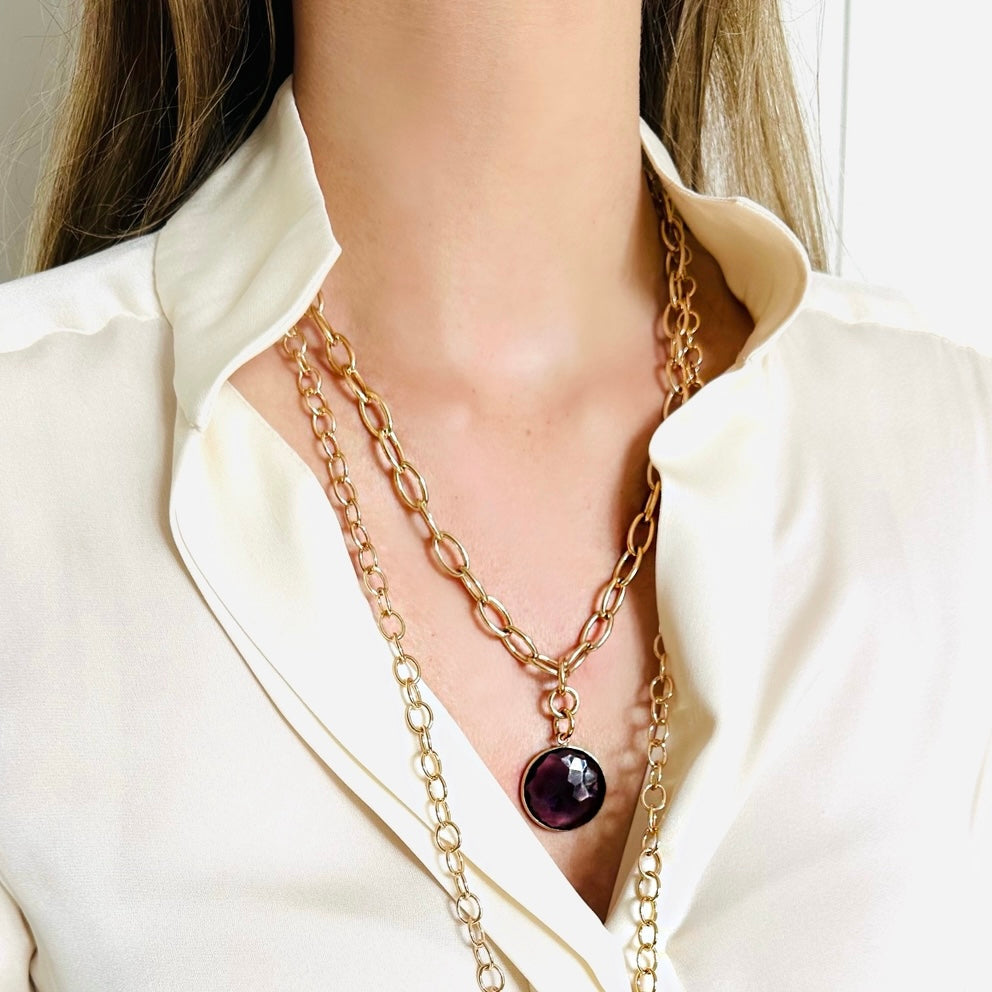 ANDRA short Necklace Grüner Amethyst