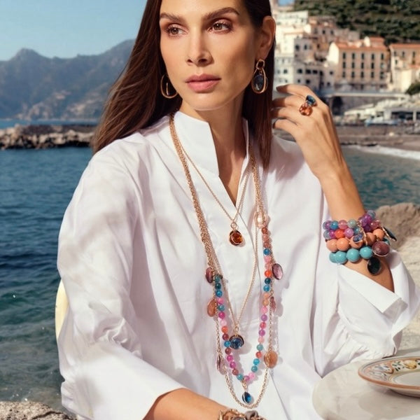 MARINA Necklace roségold, aqua