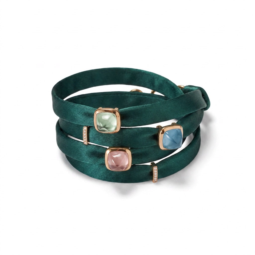 MAGIC SILK Bracelet roségold, petrol