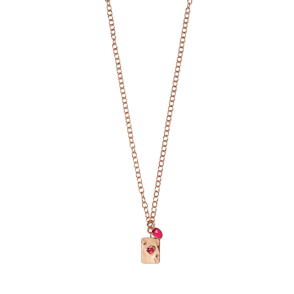 LOVE WINS Necklace roségold, Pink Quarz