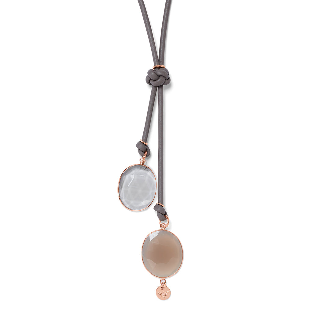 ESTELLE LEATHER Necklace grey