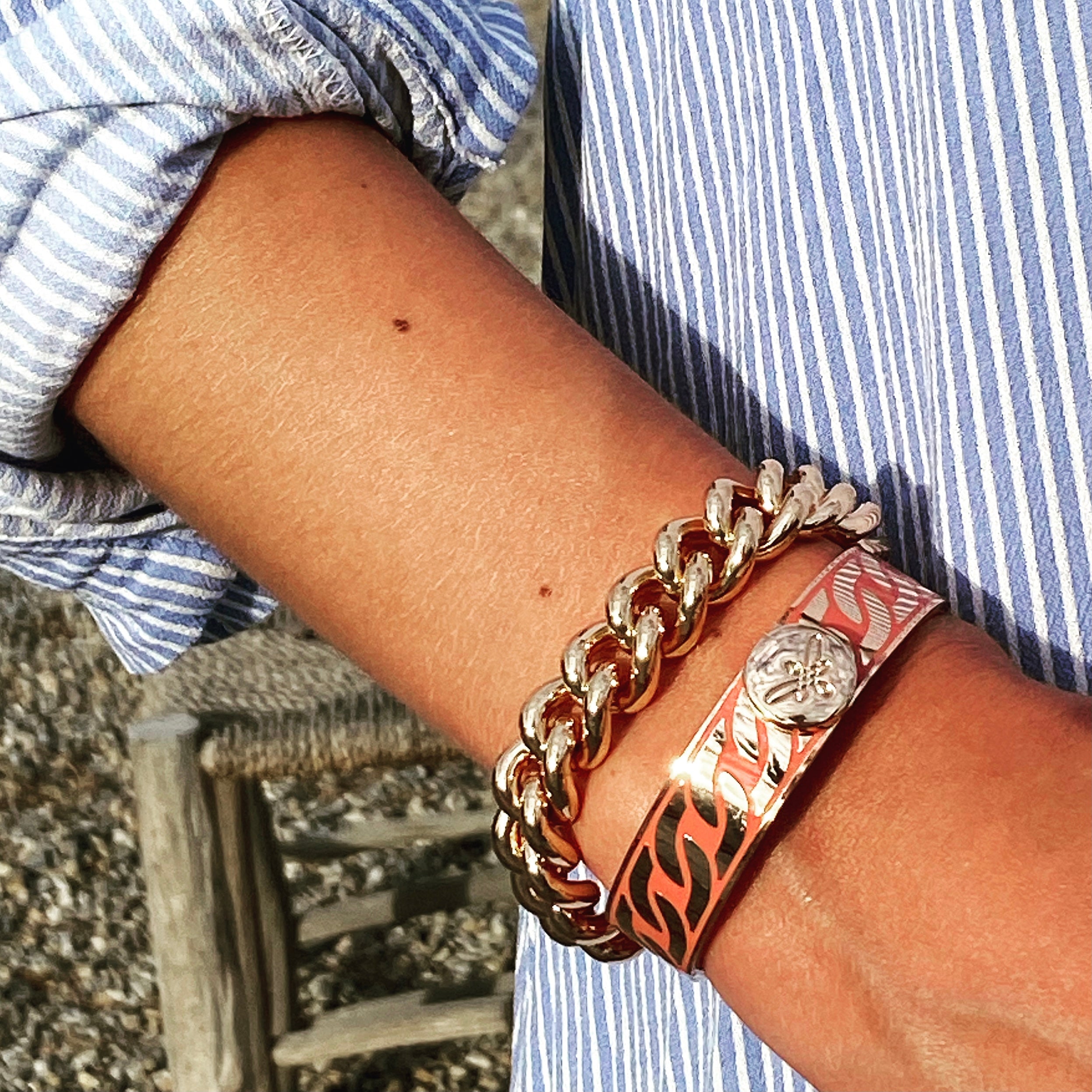 EMILIA CHAIN Bangle roségold, coral