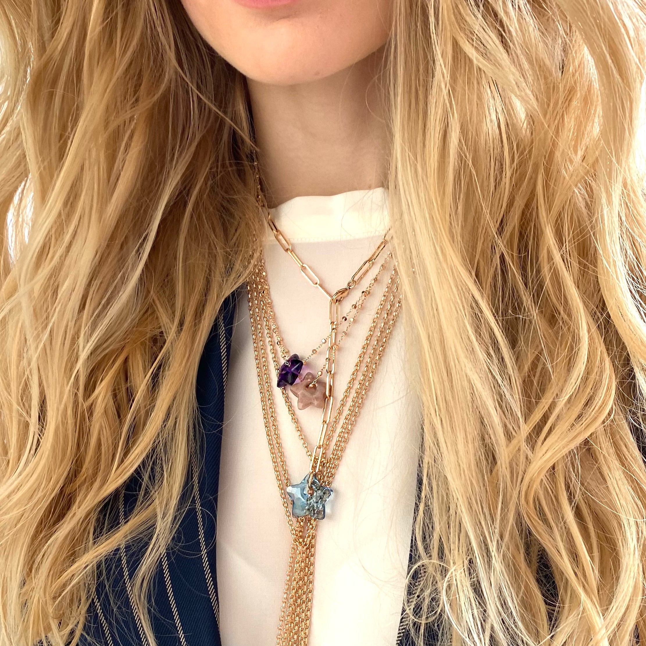 SMILE STAR Necklace Plum Quarz