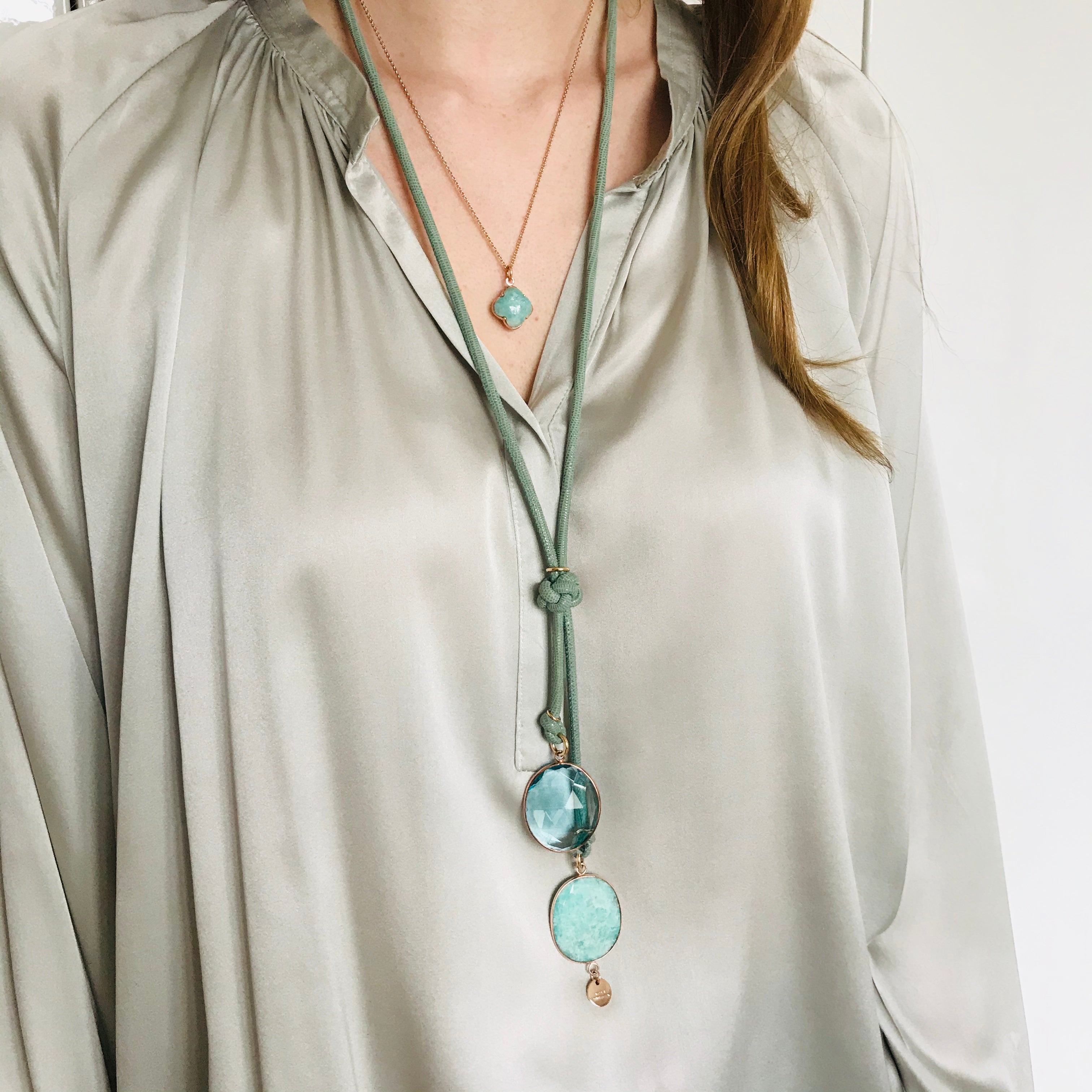 CLEIA MINI Necklace roségold, Amazonit