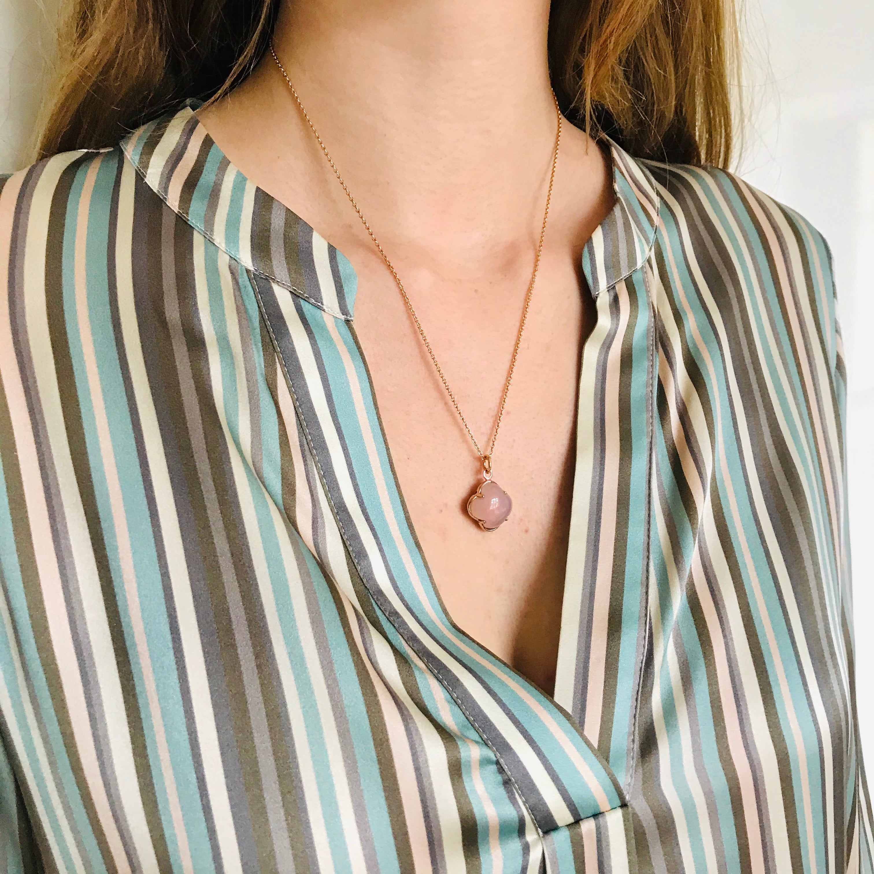 CLEIA MINI Necklace roségold, Rosenquarz