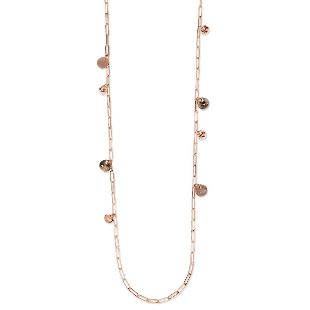 SAMANTHA Necklace roségold, Rauchquarz/Brauner Mondstein