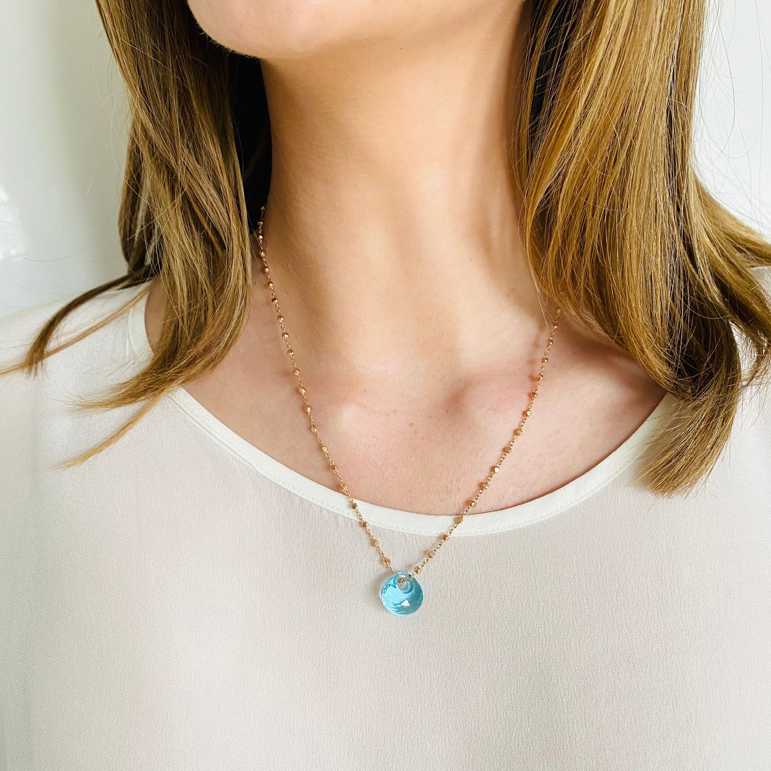 SMILE Necklace Aquamarin Quarz