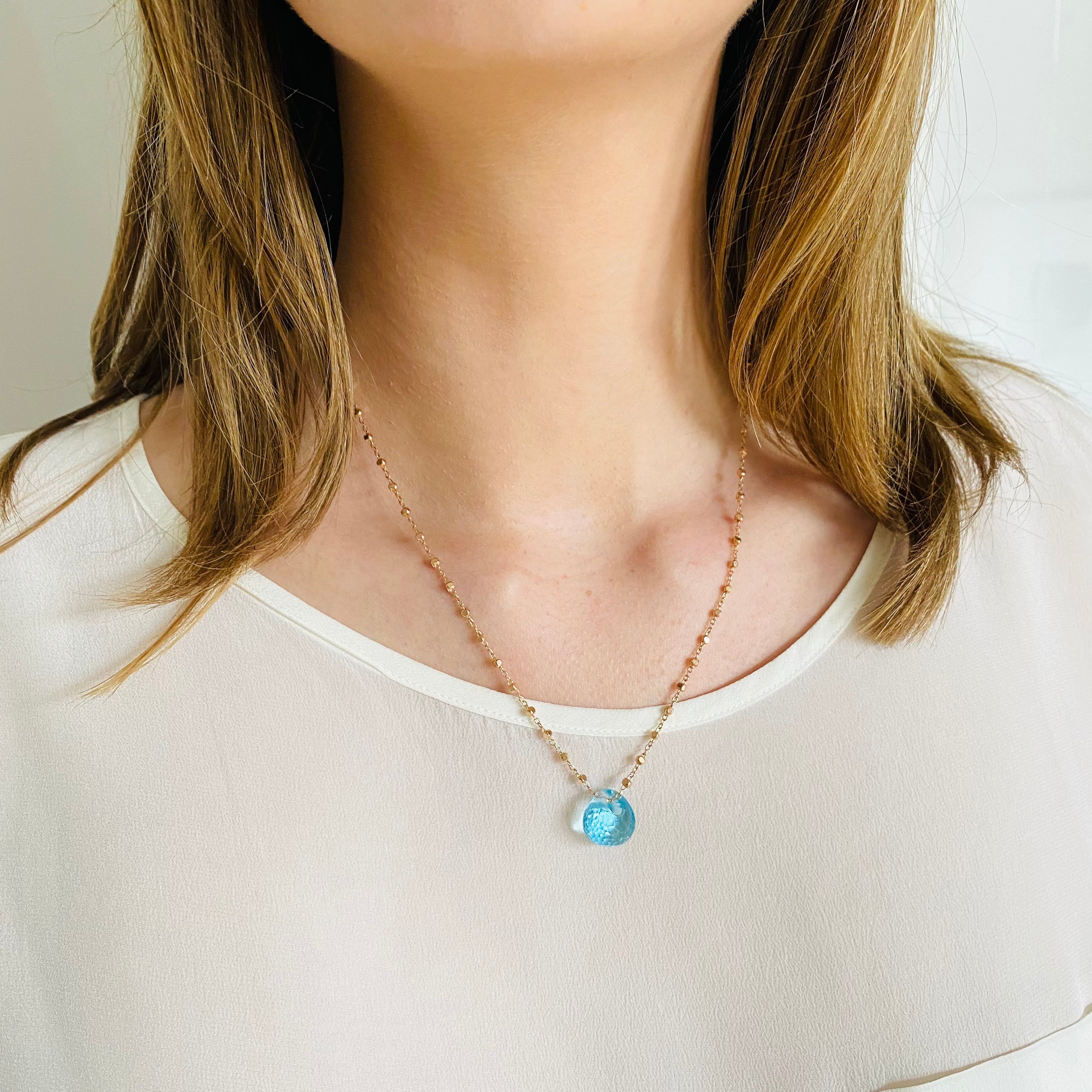 SMILE Necklace Aquamarin Quarz