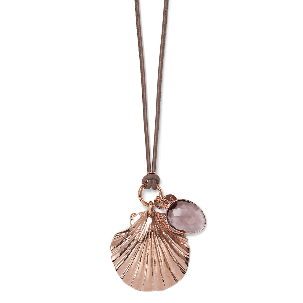 AMANDA Necklace roségold, taupe/Plum Quarz