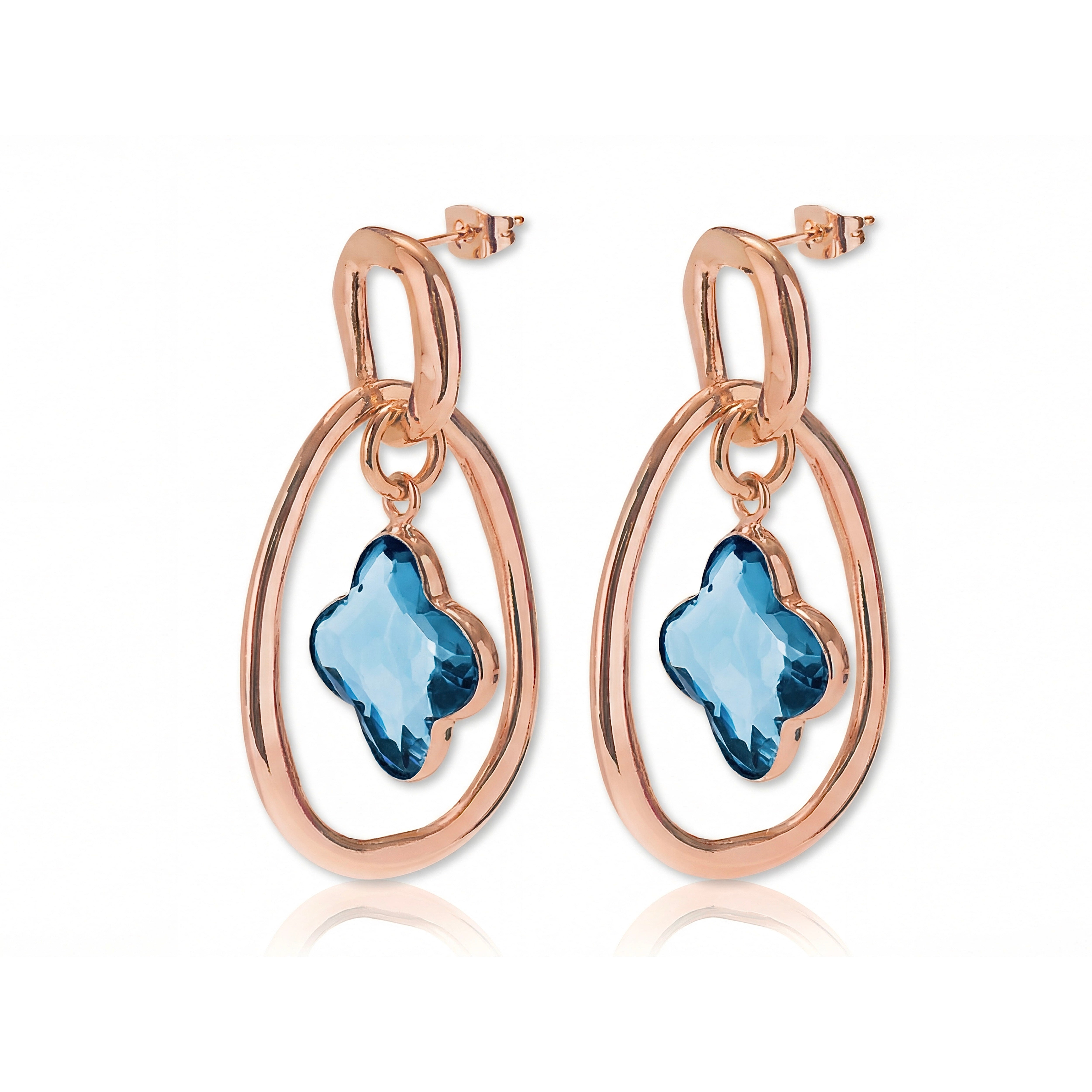 BABET CLEO Earrings roségold, Skyblue Quarz
