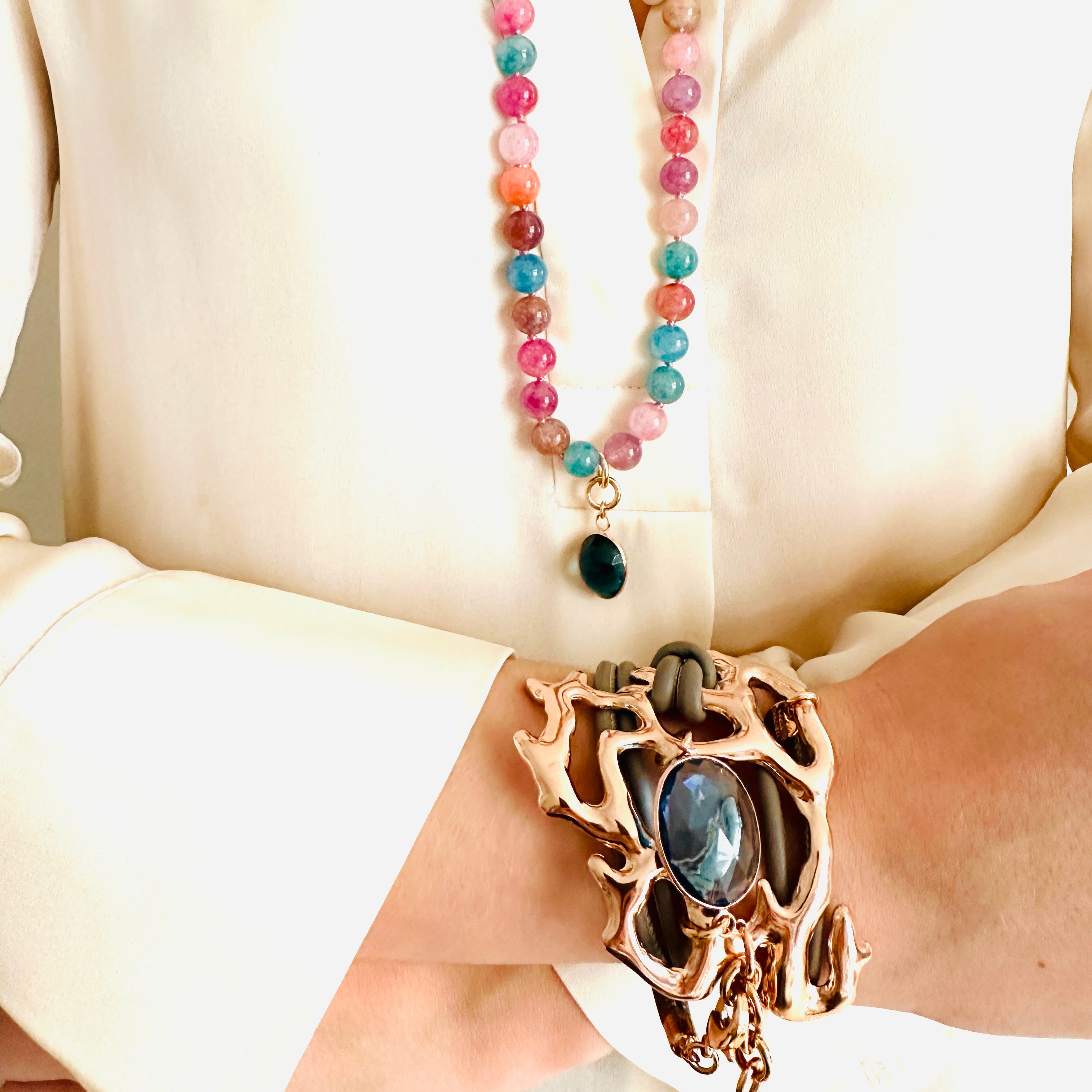 COAST Bracelet roségold, Skyblue Quarz