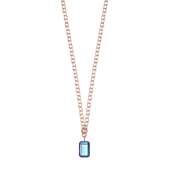 EMANDA Necklace roségold, Aquamarin & indigo