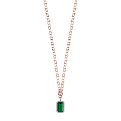 EMANDA Necklace roségold,  Emerald Quarz & lilac