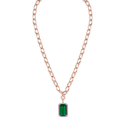 EMANDA Statement-Necklace roségold,  Emerald Quarz & lilac