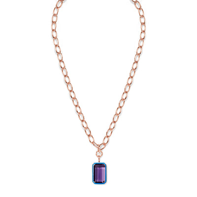 EMANDA Statement-Necklace roségold, Amethyst & turquoise