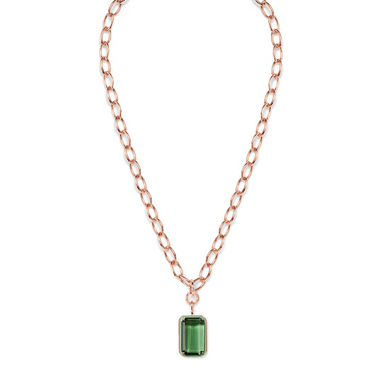 EMANDA Statement-Necklace roségold, Salbeiquarz & schilf
