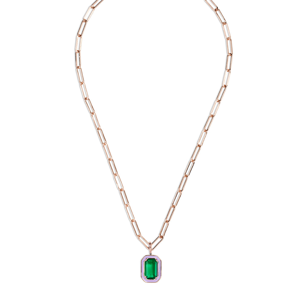EMANDA small Necklace roségold, Emerald Quarz