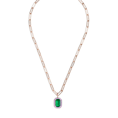 EMANDA small Necklace roségold, Emerald Quarz