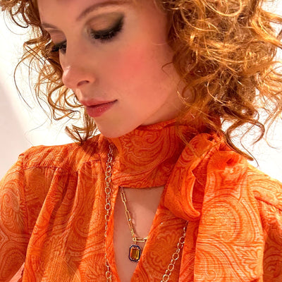 EMANDA small Necklace roségold, Salbeiquarz