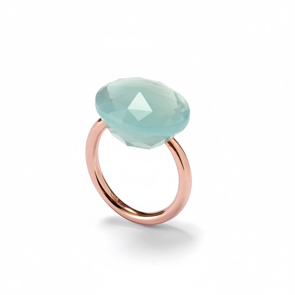 Ring FLAME roségold, Aqua Chalcedon