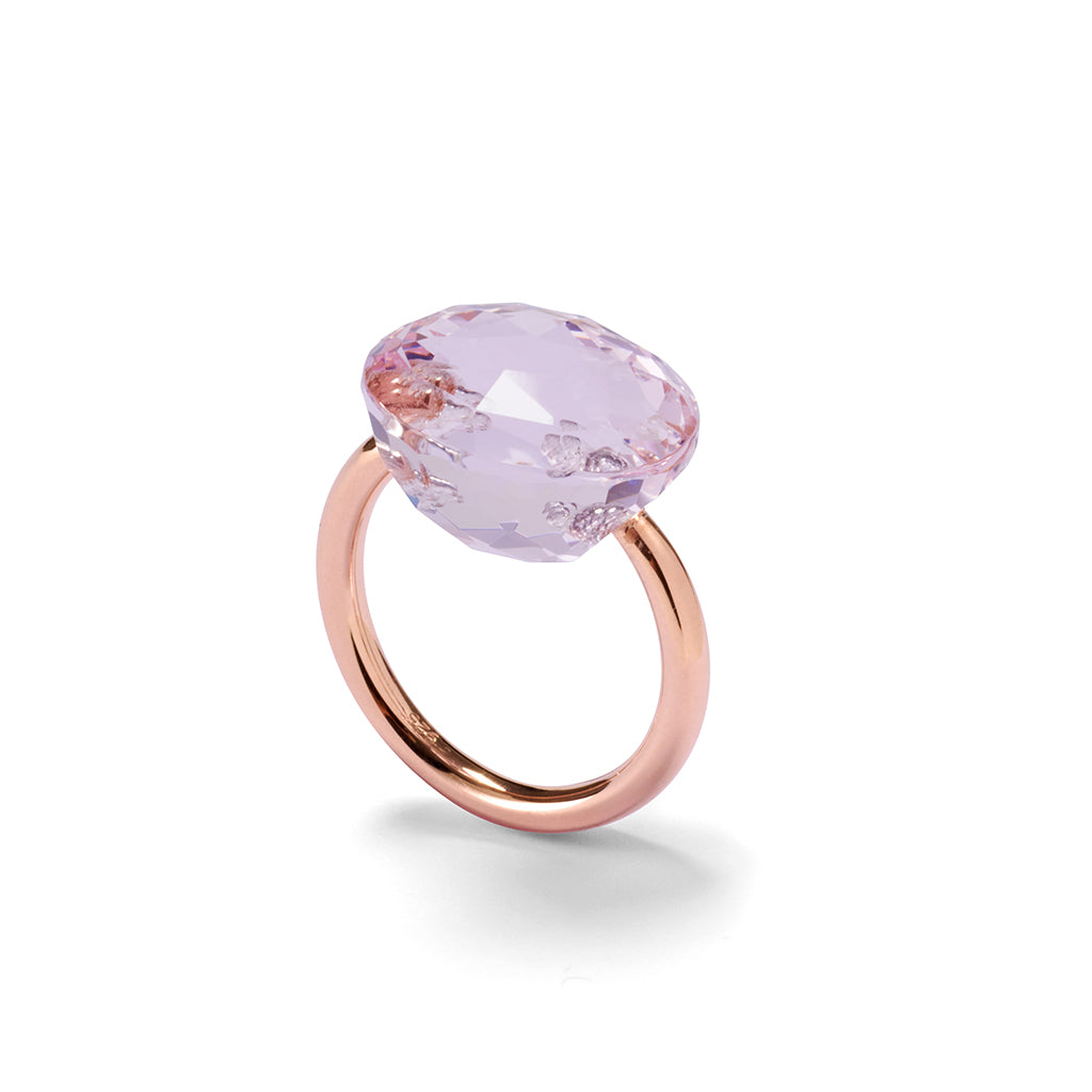 Ring FLAME roségold, Morganit Quarz