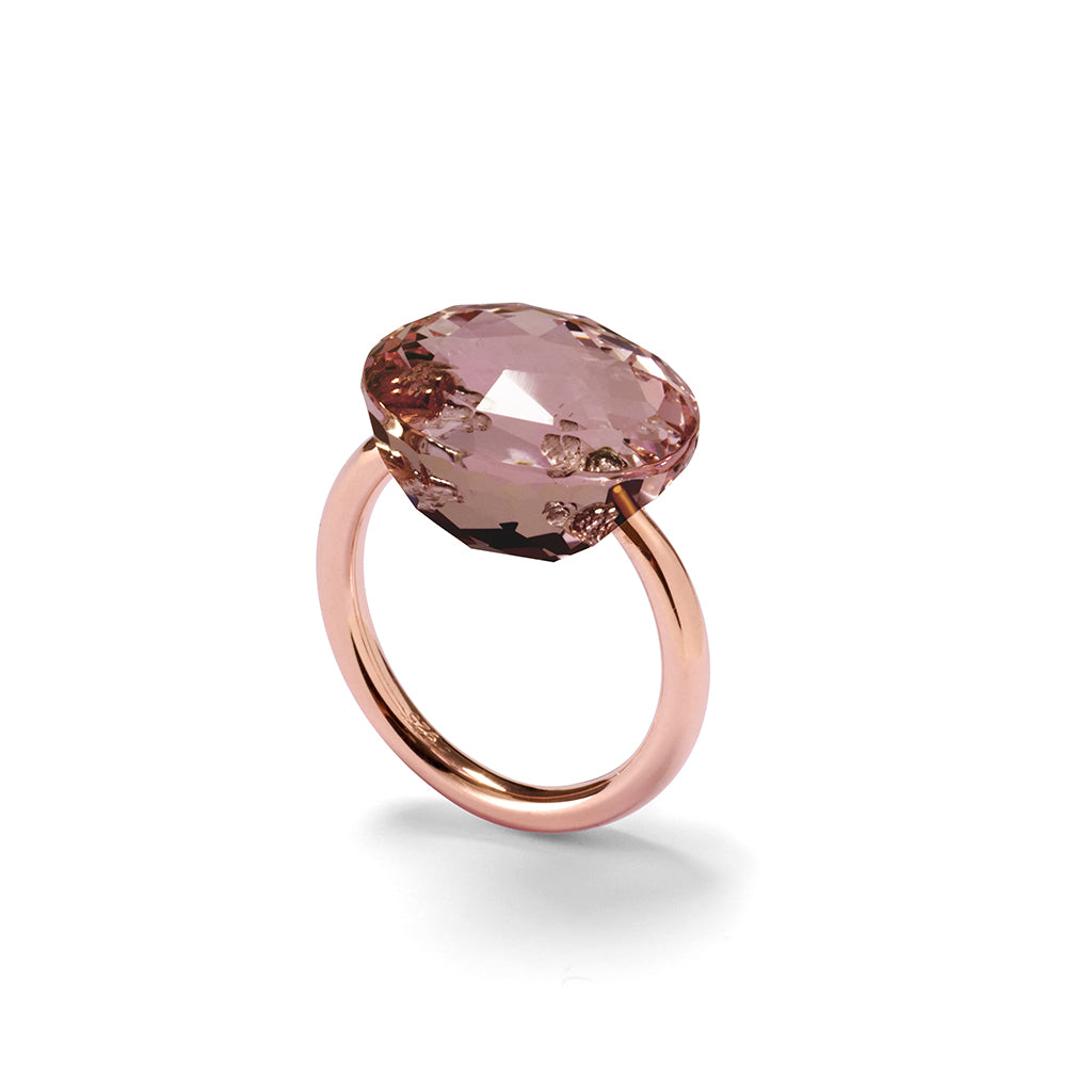 Ring FLAME roségold, Plum Quarz