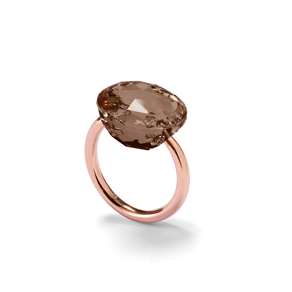 Ring FLAME roségold, Rauchquarz