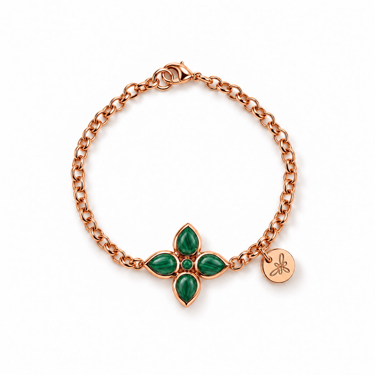 FLEUR Bracelet roségold, Malachit