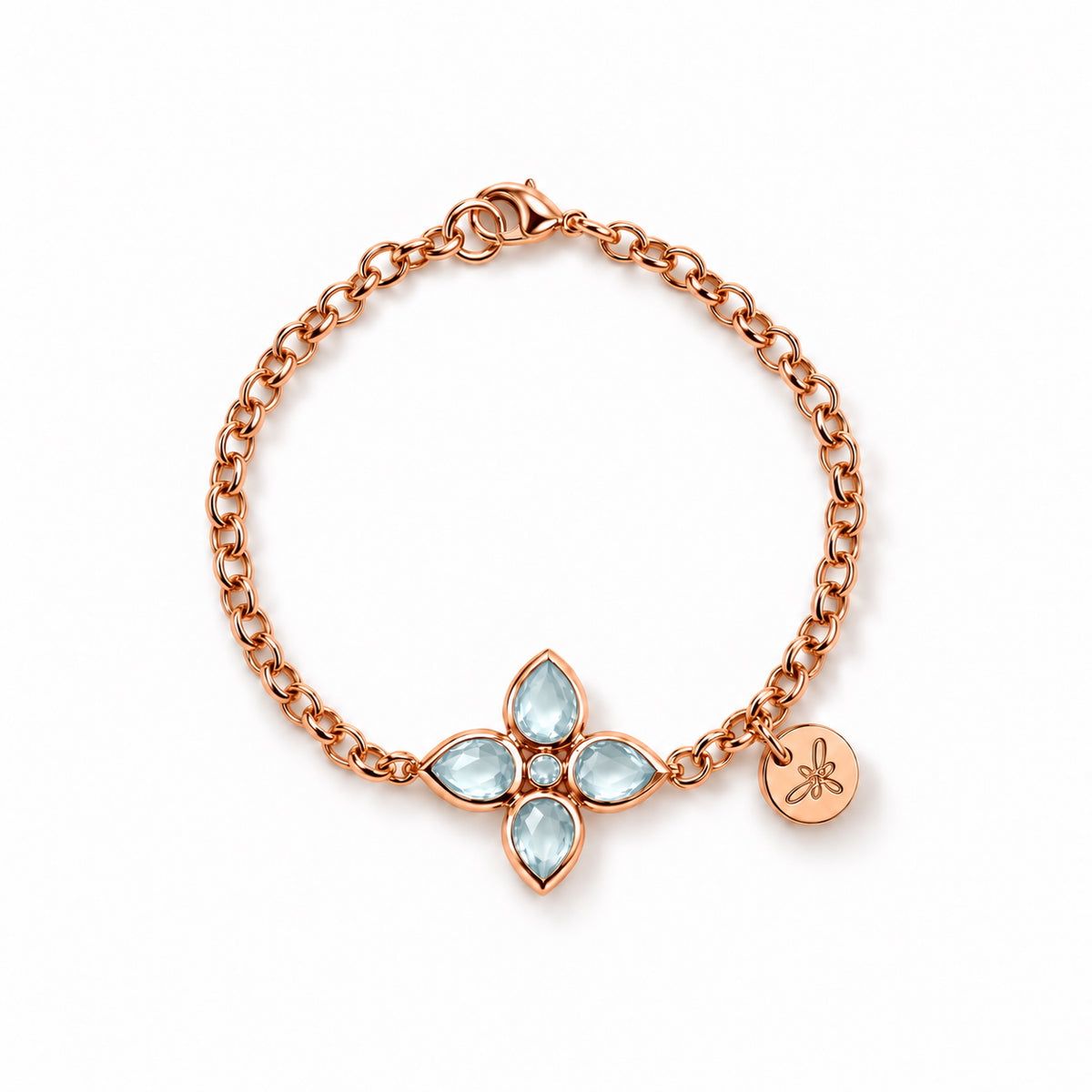 FLEUR Bracelet roségold, Aquamarin Quarz