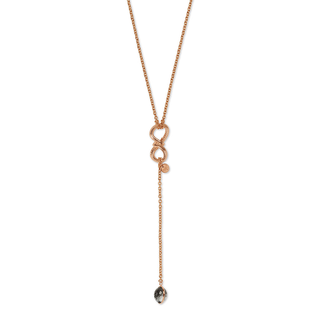 FOREVER Necklace roségold, Grey Quarz