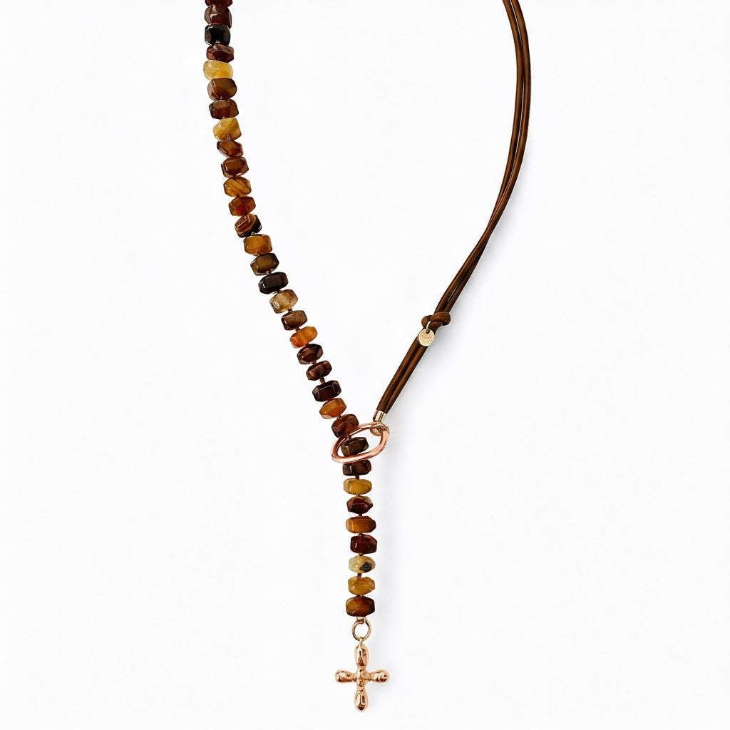 HOLY Necklace roségold, cognac