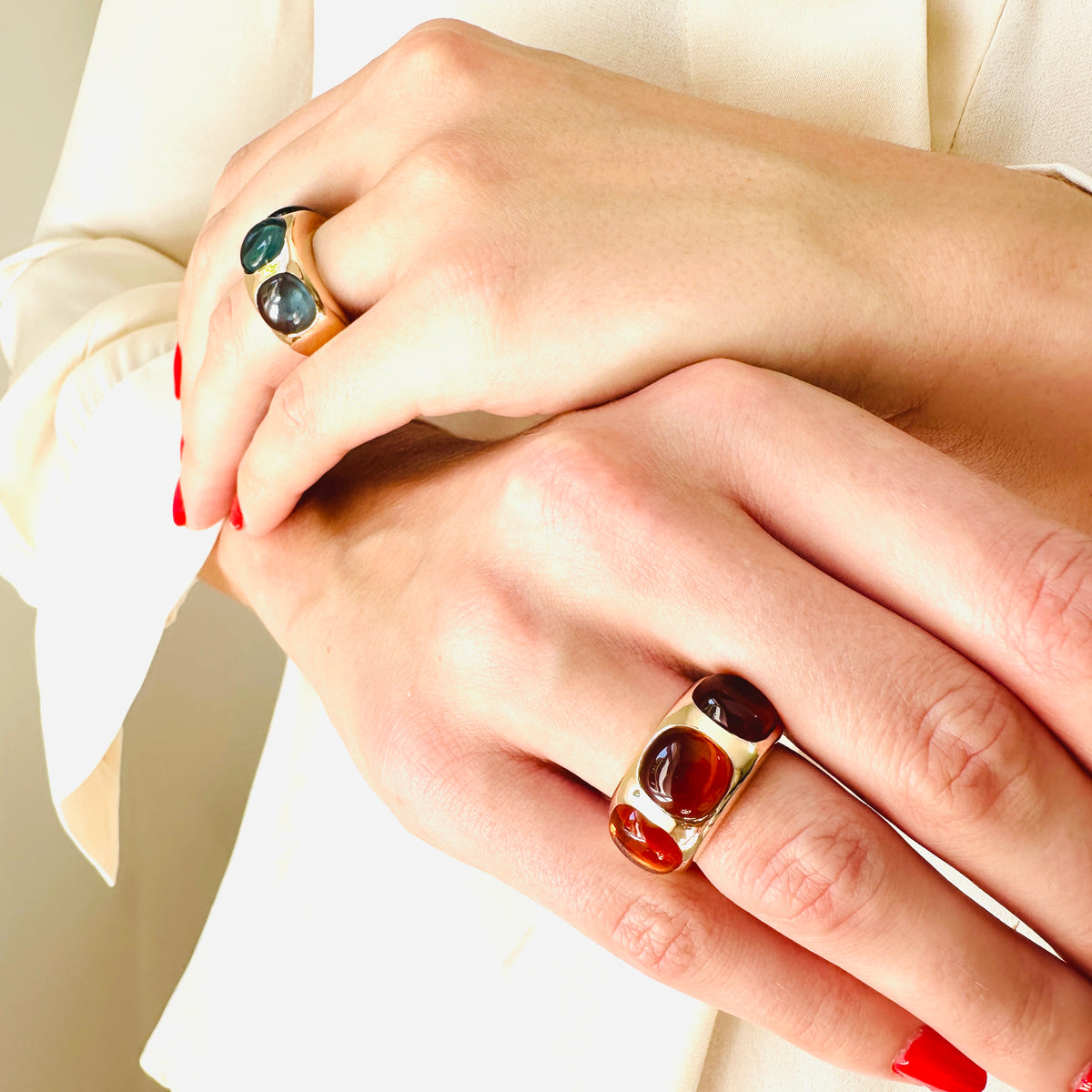 Ring AUREA roségold, Cognac Quarz