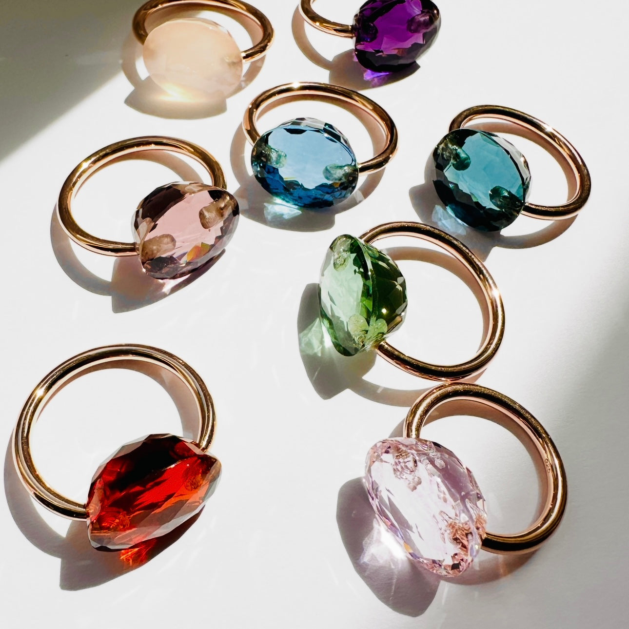 Ring FLAME roségold, Plum Quarz